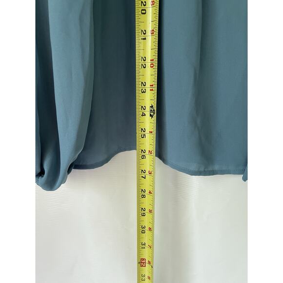 DKNY Cinched Sleeve Bow Tie Blouse Blue Long Sleeve Large New NWT - Picture 9 of 10